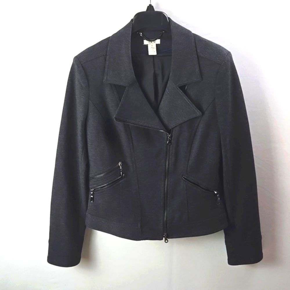 Cache Womens Gray Side‎ Zip Moto Style Jacket Sz 12